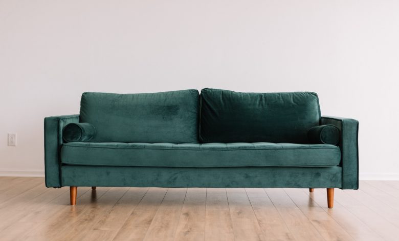 green folding sofa