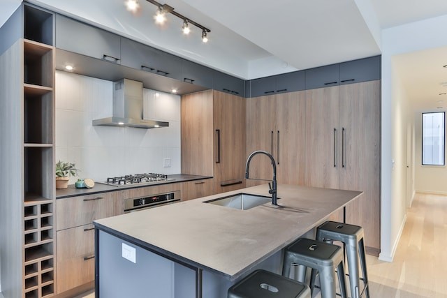 kitchen with cabinets having gas springs