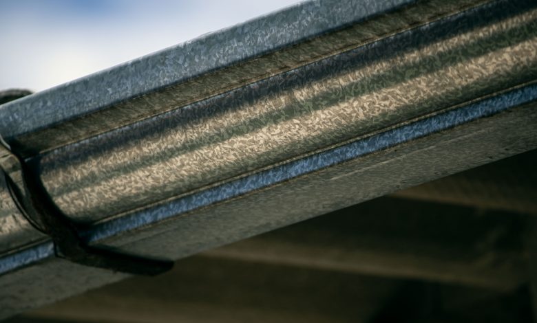 close photo of metal gutter