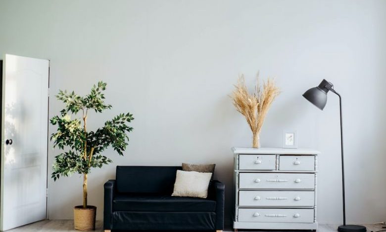 Home's Floor - dresser beside sofa