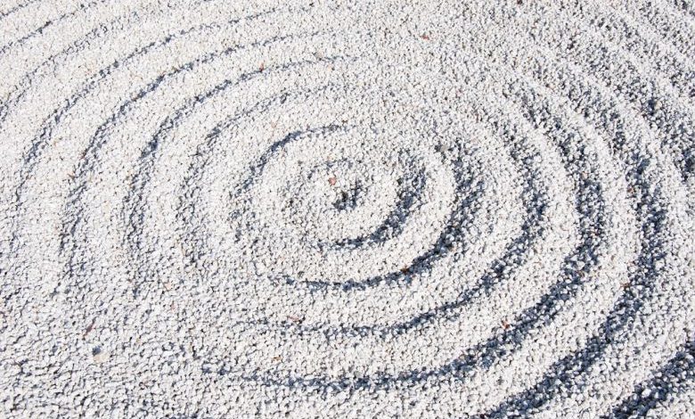 Zen Garden - a circular design made of sand on a beach