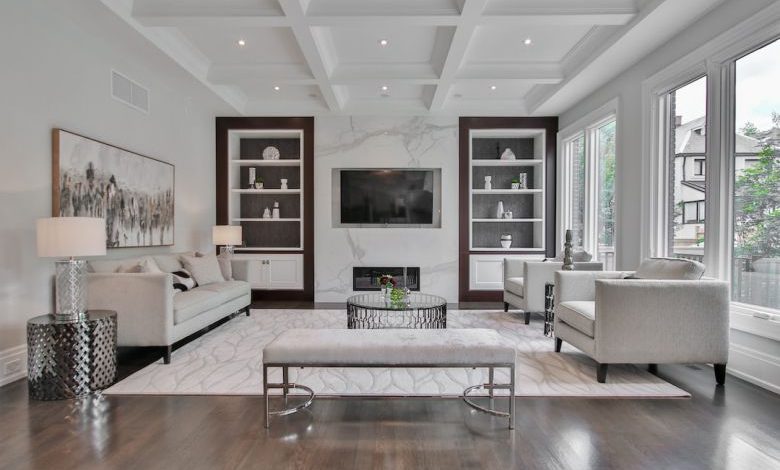 Living Room - white wooden coffee table near white sofa