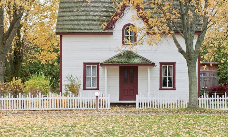 Healthy Lawn - white house under maple trees