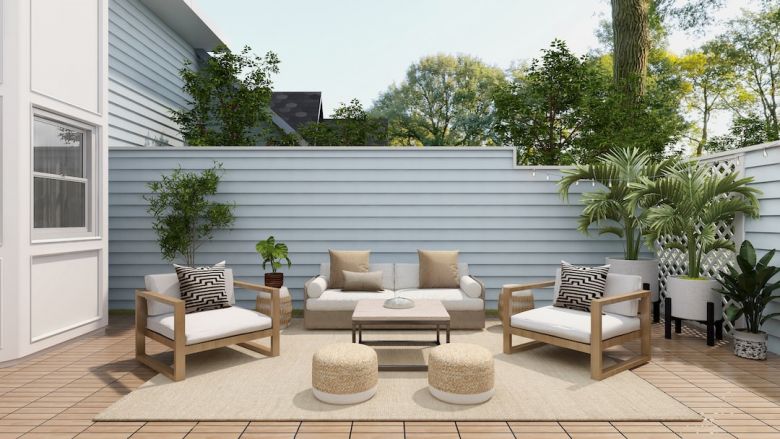 Outdoor Furniture - brown 2 seat sofa near white wall