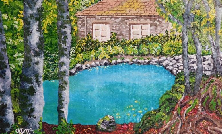 Secure Home - a painting of a house in the woods