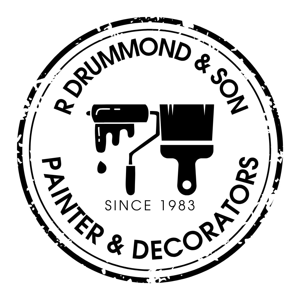 Professional painter decorating a living room wall in a Sussex home with precision and care
